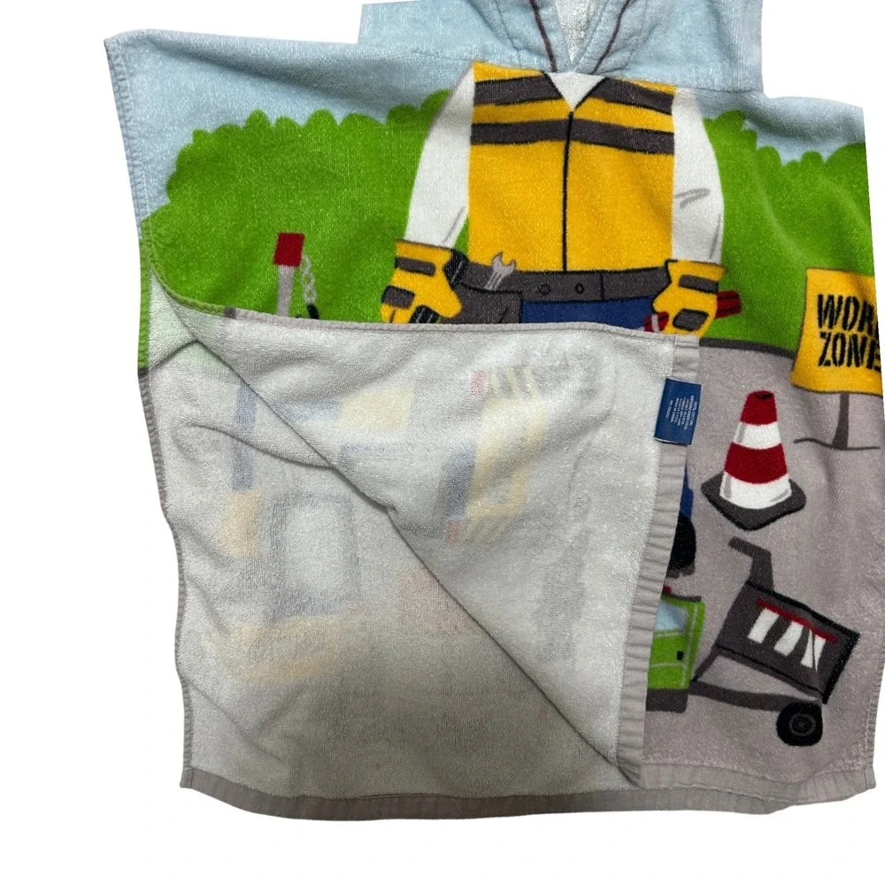 Boathouse For Kids Construction Theme Hooded Bath Towel‎ Poncho Work Zone Trucks